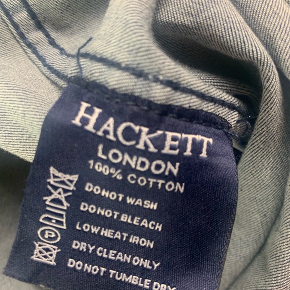 Hackett Blue Denim Slim Fit Pearl snap western Shirt Sz XL - Picture 6 of 10